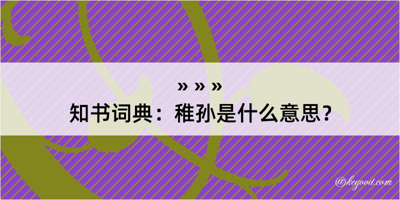 知书词典：稚孙是什么意思？