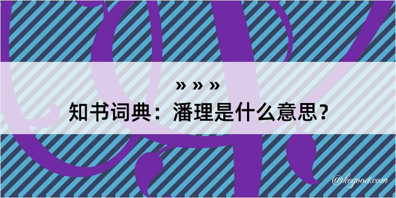 知书词典：潘理是什么意思？