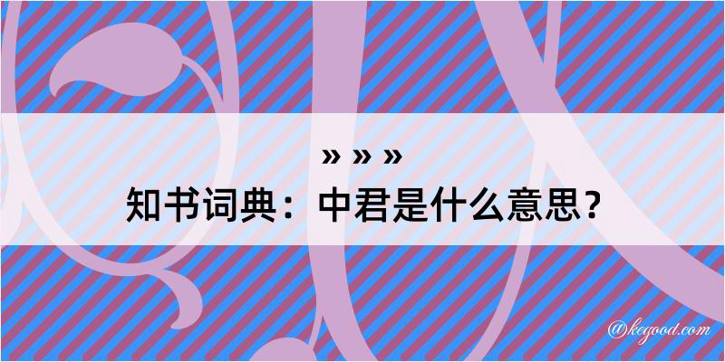 知书词典：中君是什么意思？