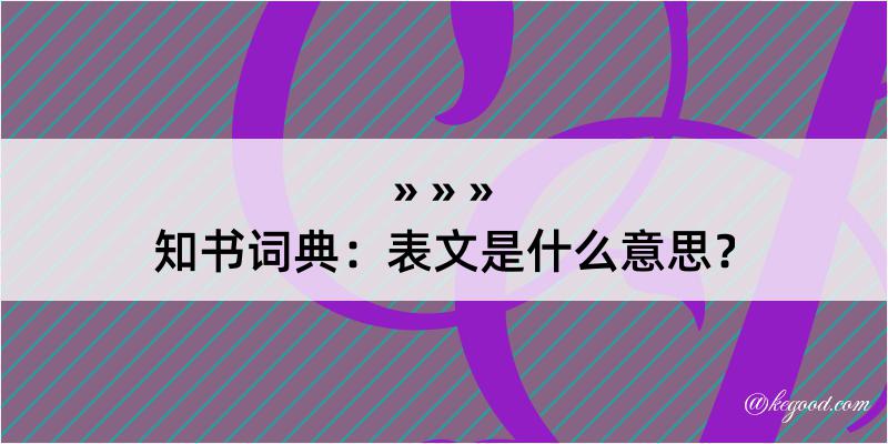 知书词典：表文是什么意思？