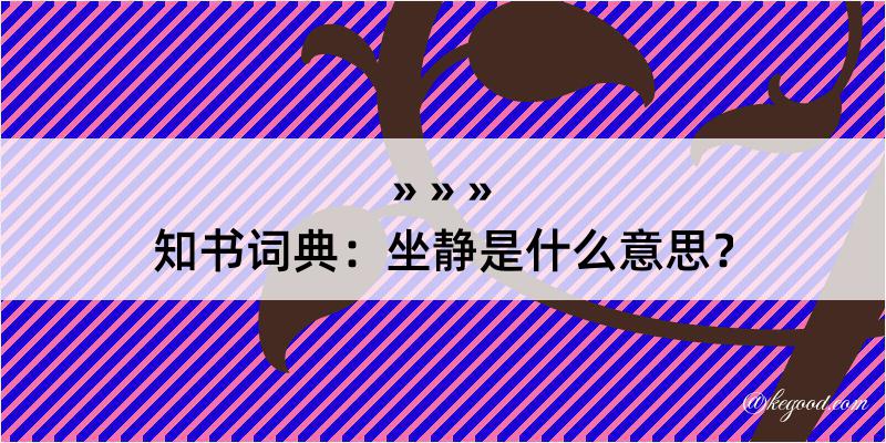 知书词典：坐静是什么意思？