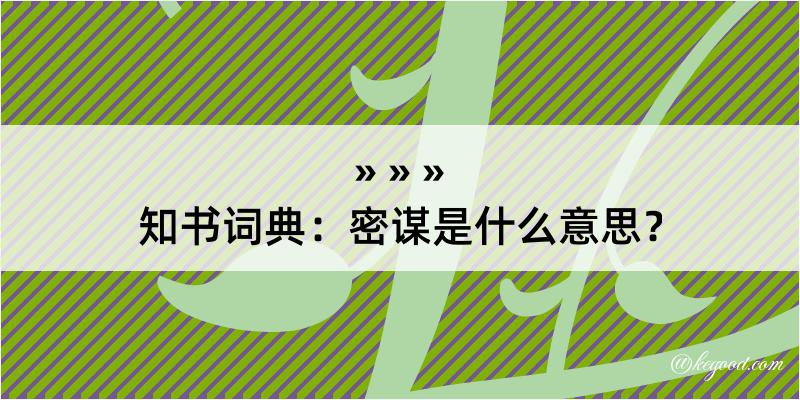 知书词典：密谋是什么意思？