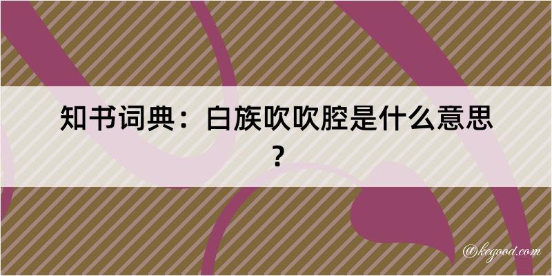 知书词典：白族吹吹腔是什么意思？