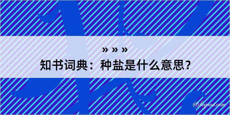 知书词典：种盐是什么意思？