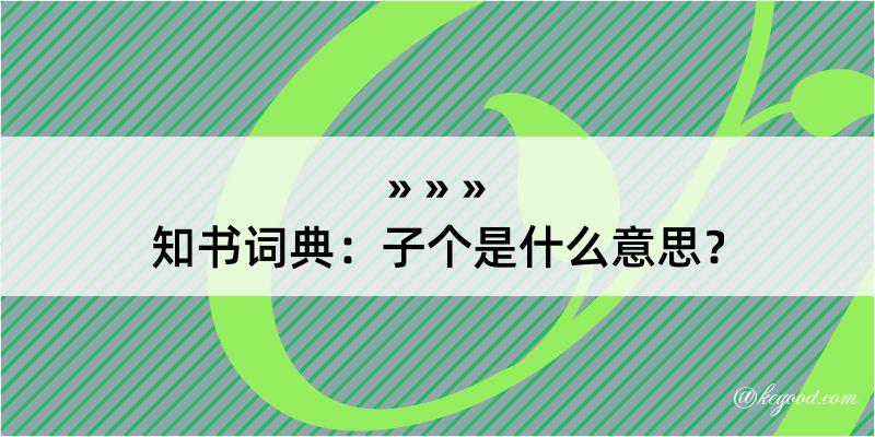 知书词典：子个是什么意思？