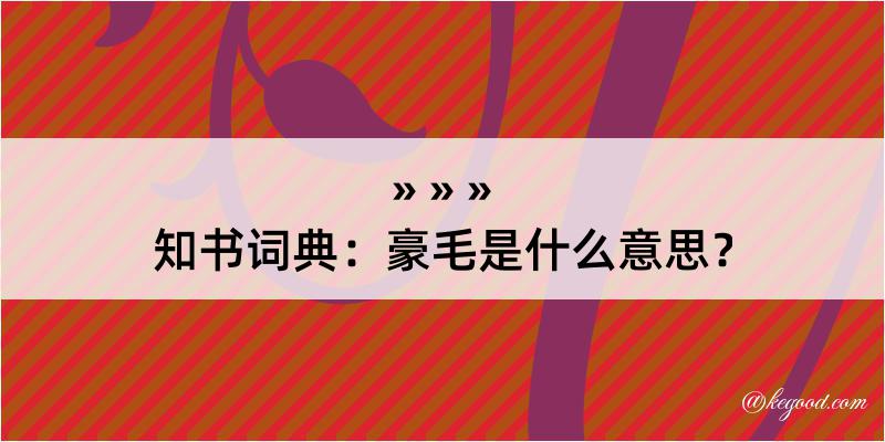 知书词典：豪毛是什么意思？