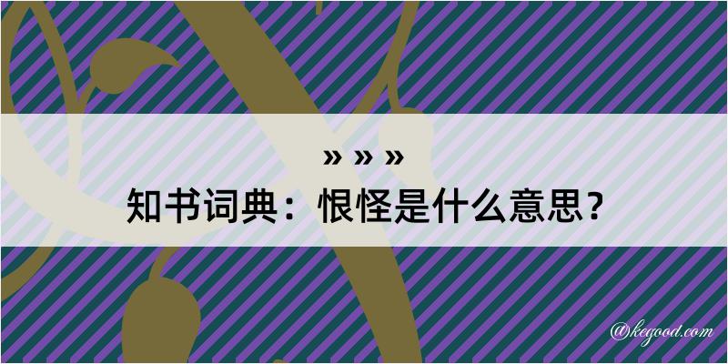 知书词典：恨怪是什么意思？