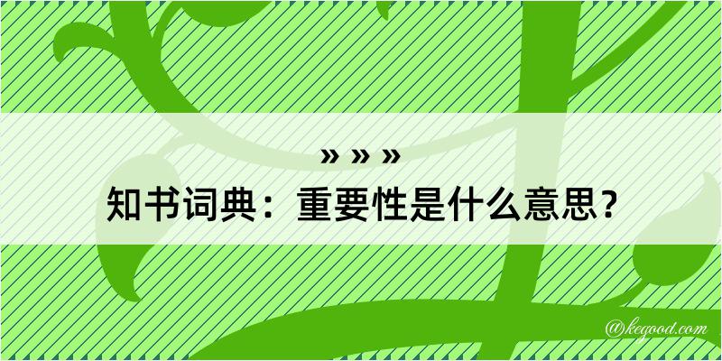 知书词典：重要性是什么意思？