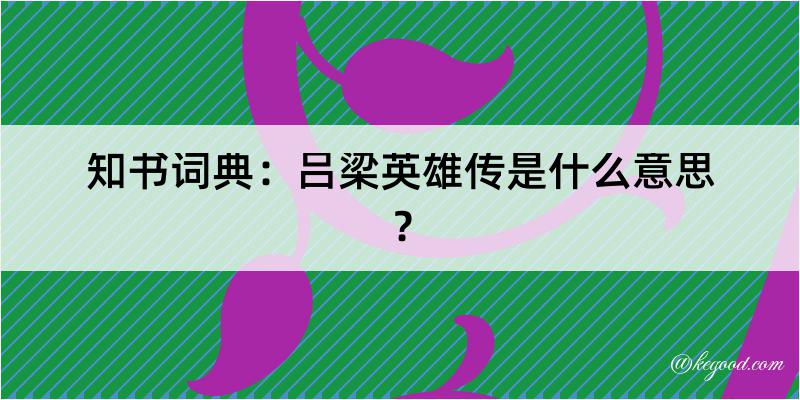 知书词典：吕梁英雄传是什么意思？