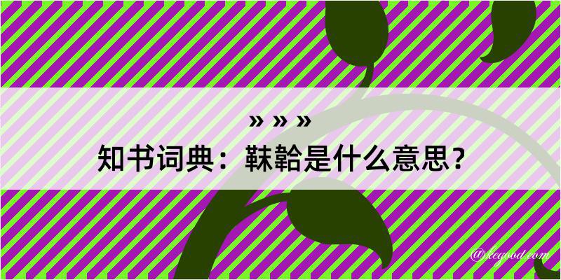 知书词典：靺韐是什么意思？