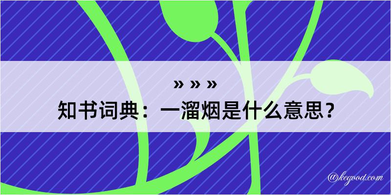 知书词典：一溜烟是什么意思？