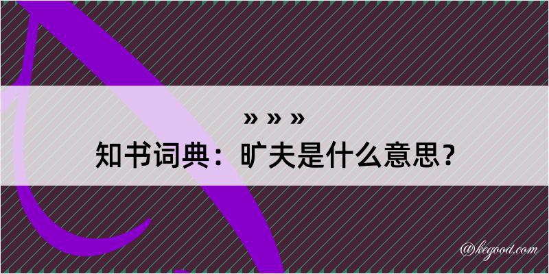 知书词典：旷夫是什么意思？