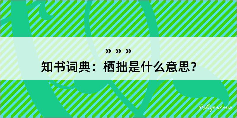 知书词典：栖拙是什么意思？