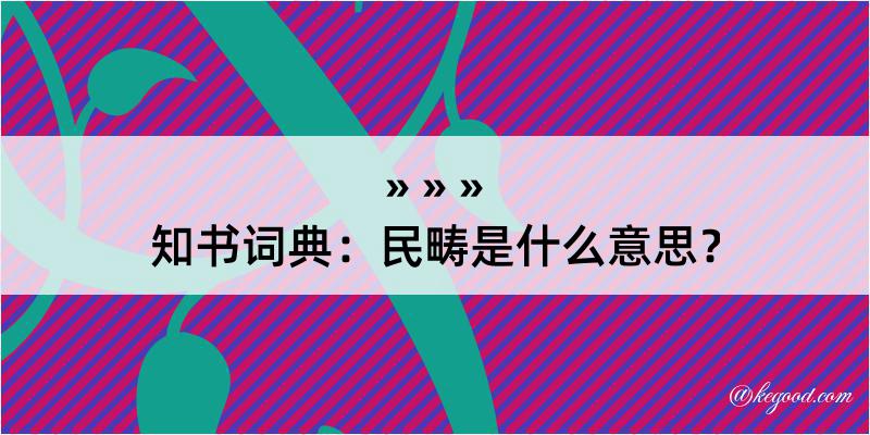 知书词典：民畴是什么意思？