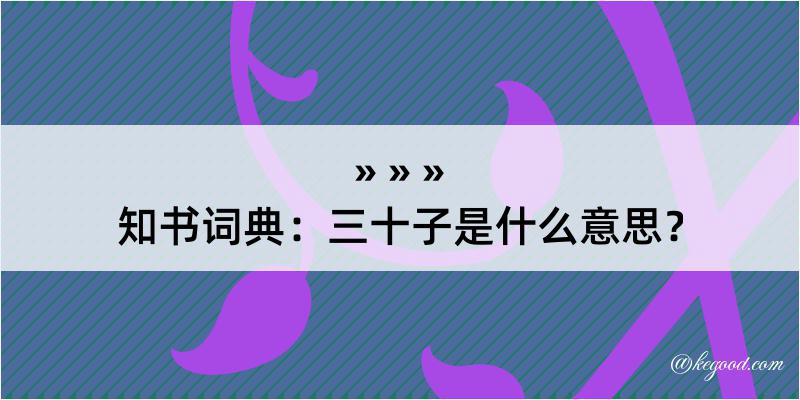 知书词典：三十子是什么意思？