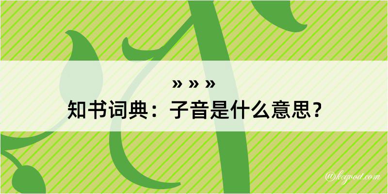 知书词典：子音是什么意思？