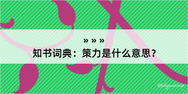 知书词典：策力是什么意思？