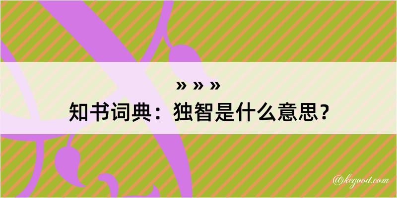 知书词典：独智是什么意思？