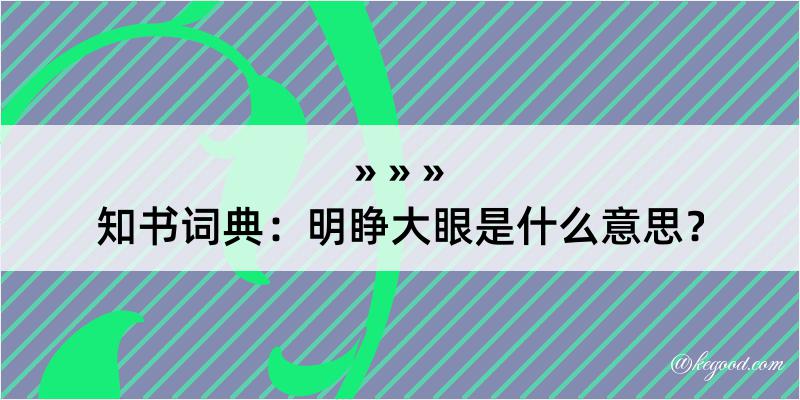 知书词典：明睁大眼是什么意思？