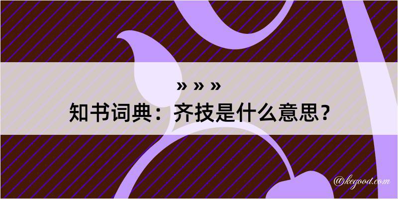 知书词典：齐技是什么意思？