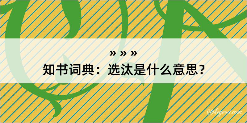 知书词典：选汰是什么意思？