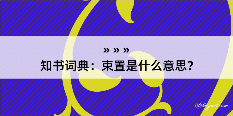 知书词典：束置是什么意思？