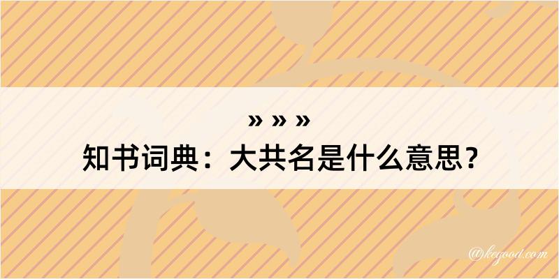 知书词典：大共名是什么意思？