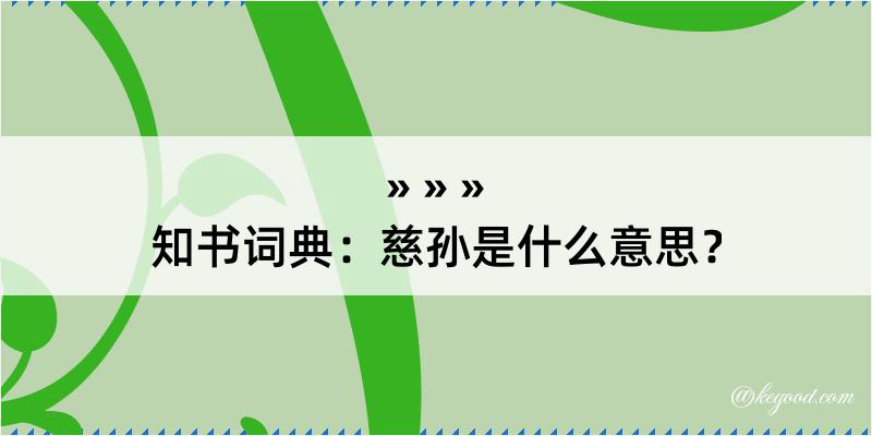 知书词典：慈孙是什么意思？