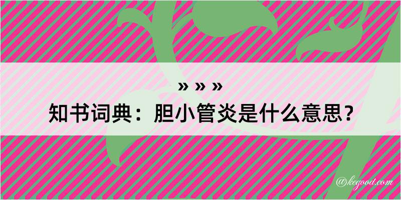 知书词典：胆小管炎是什么意思？