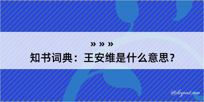 知书词典：王安维是什么意思？