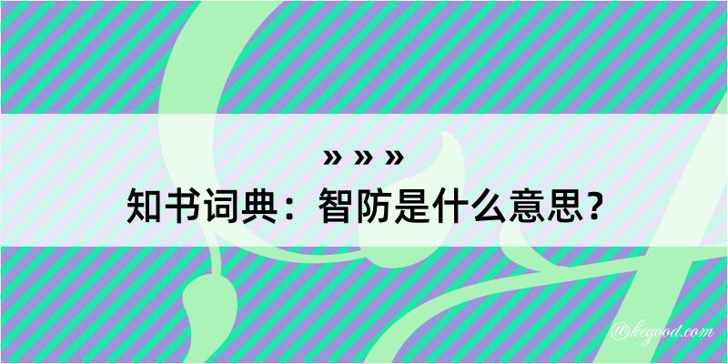 知书词典：智防是什么意思？