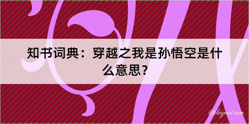 知书词典：穿越之我是孙悟空是什么意思？