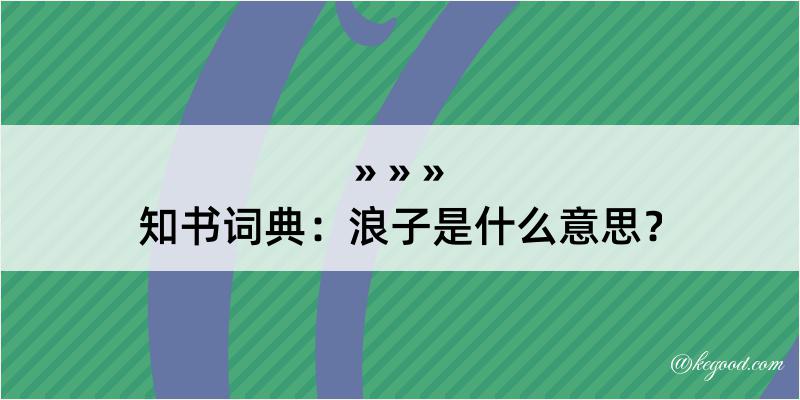 知书词典：浪子是什么意思？