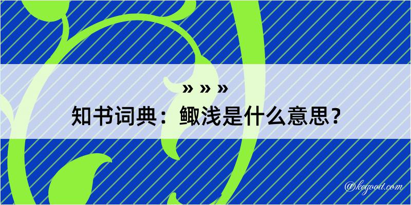 知书词典：鲰浅是什么意思？