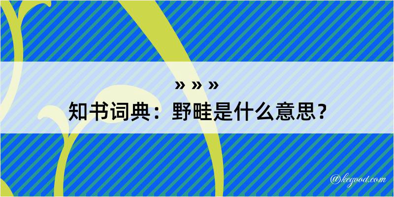 知书词典：野畦是什么意思？