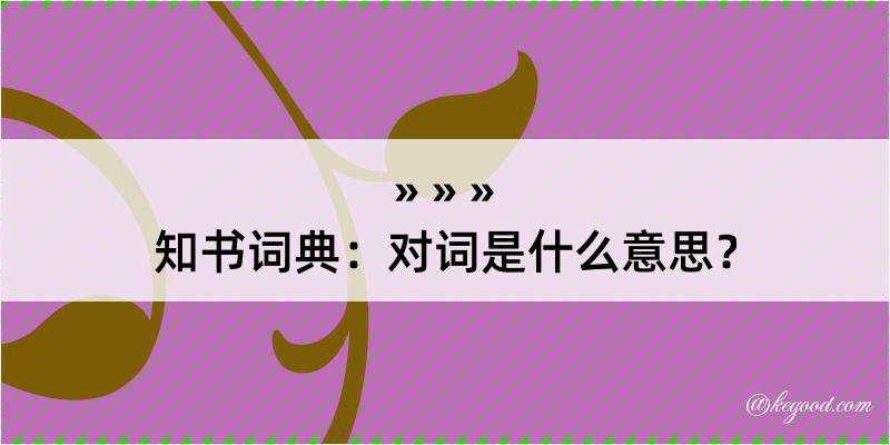 知书词典：对词是什么意思？