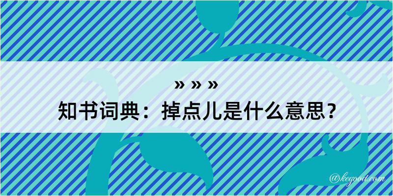 知书词典：掉点儿是什么意思？