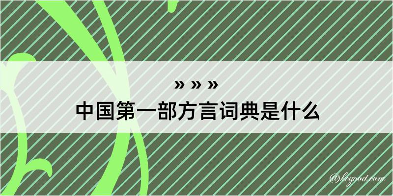 中国第一部方言词典是什么