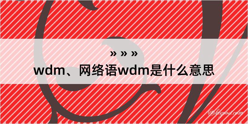 wdm、网络语wdm是什么意思