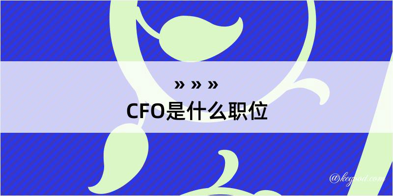 CFO是什么职位