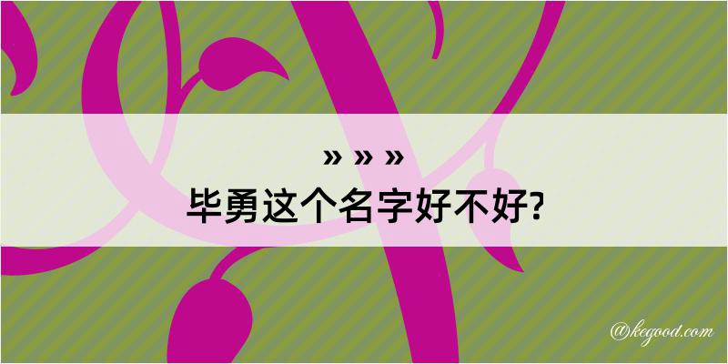 毕勇这个名字好不好?