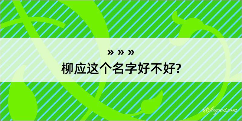 柳应这个名字好不好?