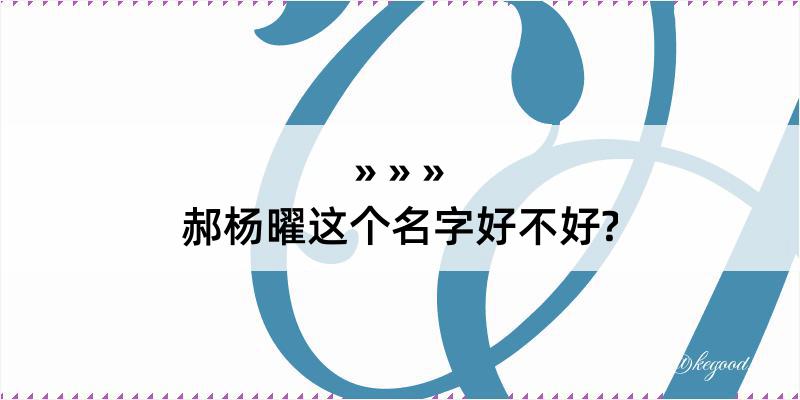 郝杨曜这个名字好不好?