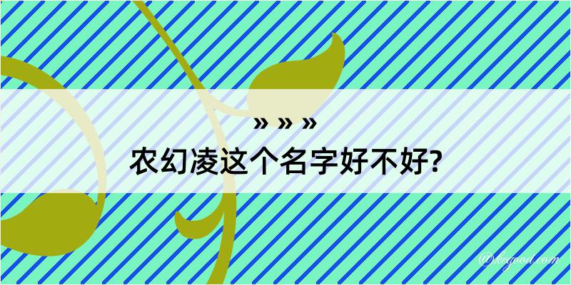 农幻凌这个名字好不好?