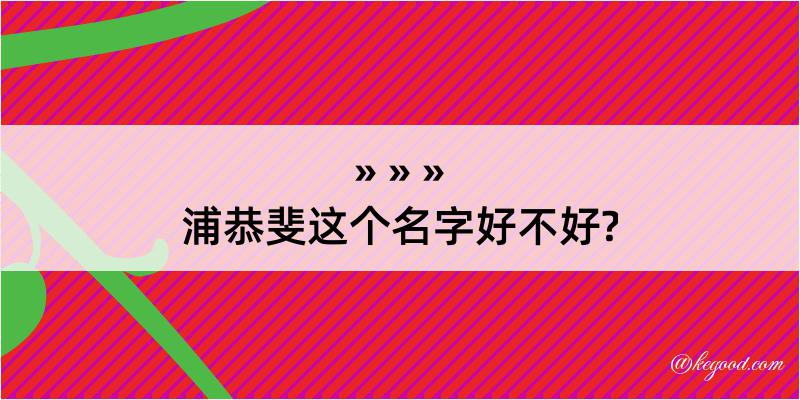 浦恭斐这个名字好不好?