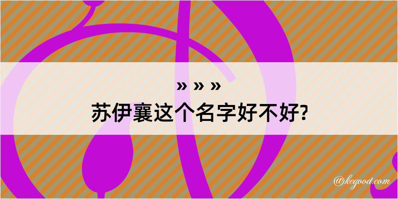 苏伊襄这个名字好不好?