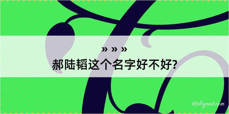 郝陆韬这个名字好不好?