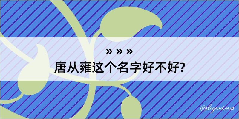 唐从雍这个名字好不好?