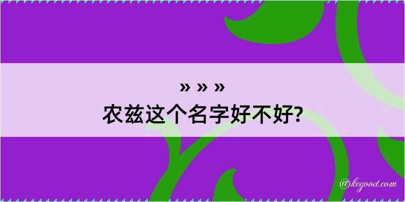 农兹这个名字好不好?