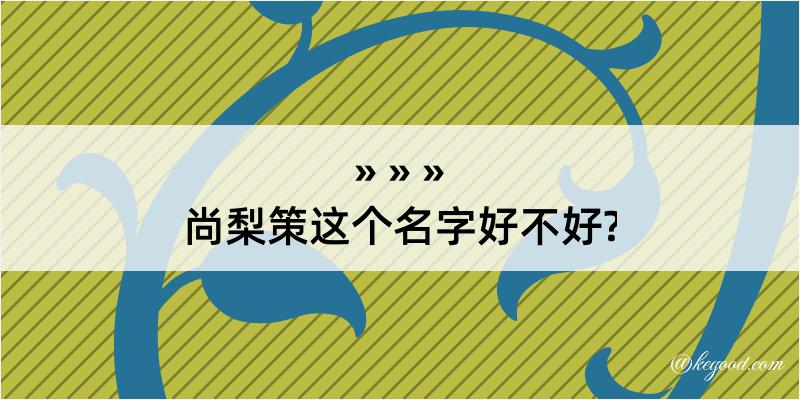 尚梨策这个名字好不好?